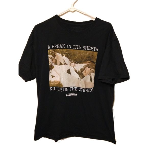 Men's graphic T-shirt. Halloween. John Carpenter Black Large Freek in the sheets - Picture 3 of 3